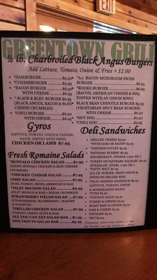 Greentown Grill - Greentown, PA menu_pic
