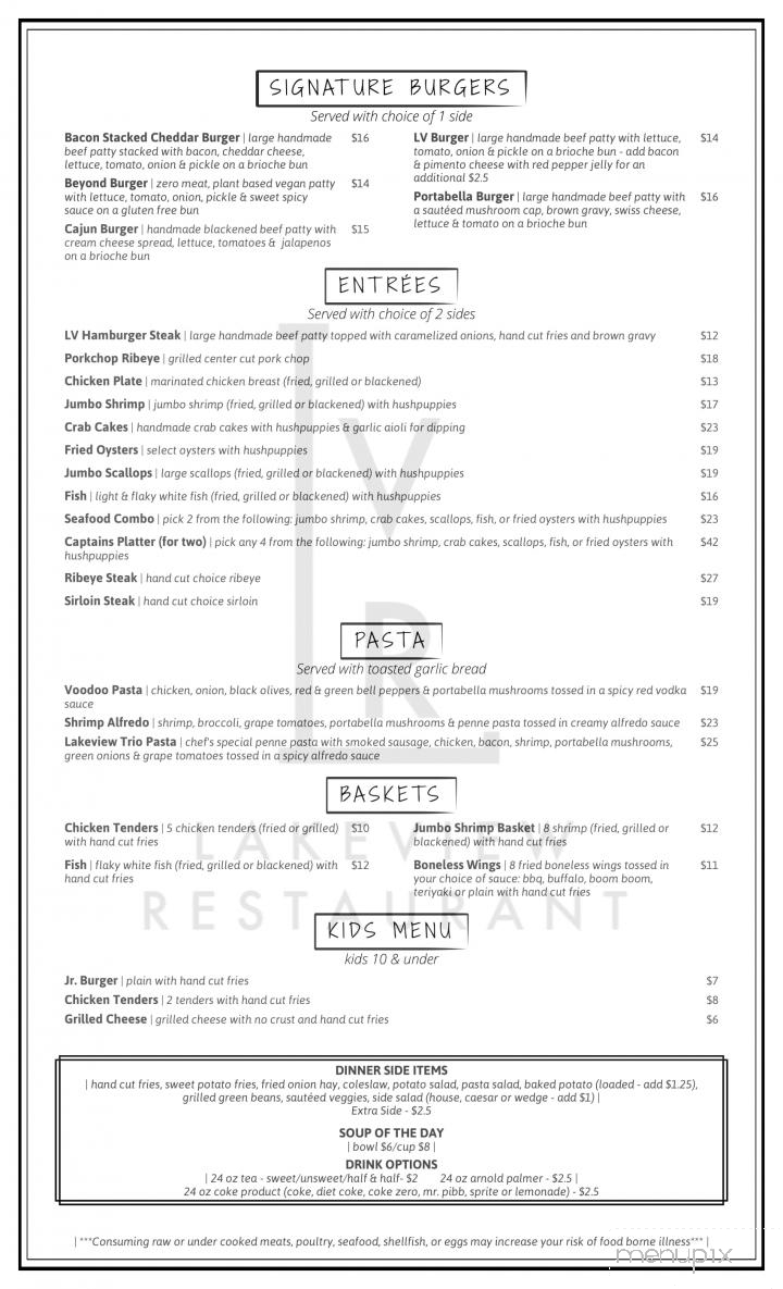 Lake Restaurant - Waynesboro, GA menu_pic