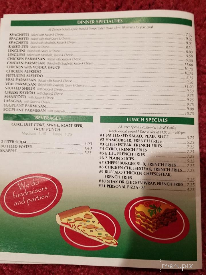 Franks Pizza - Sciota, PA menu_pic