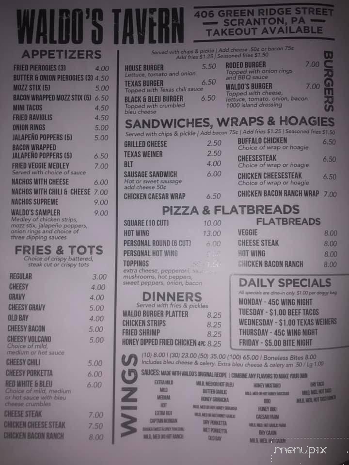 Waldo's Tavern - Scranton, PA menu_pic