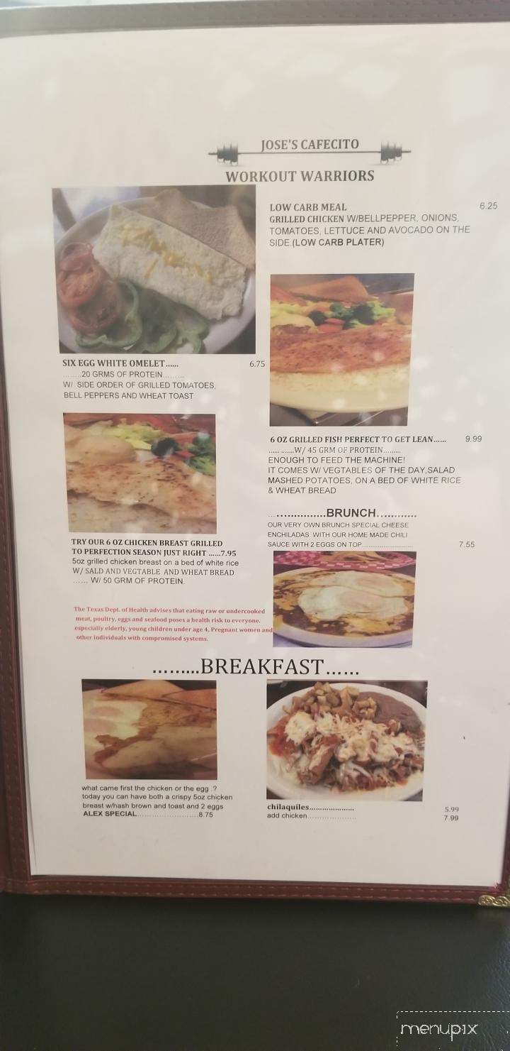Jose's Cafecito Restaurant - Weslaco, TX menu_pic