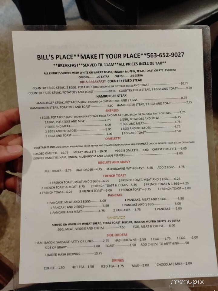 Bill's Tavern Incorporated - Maquoketa, IA menu_pic