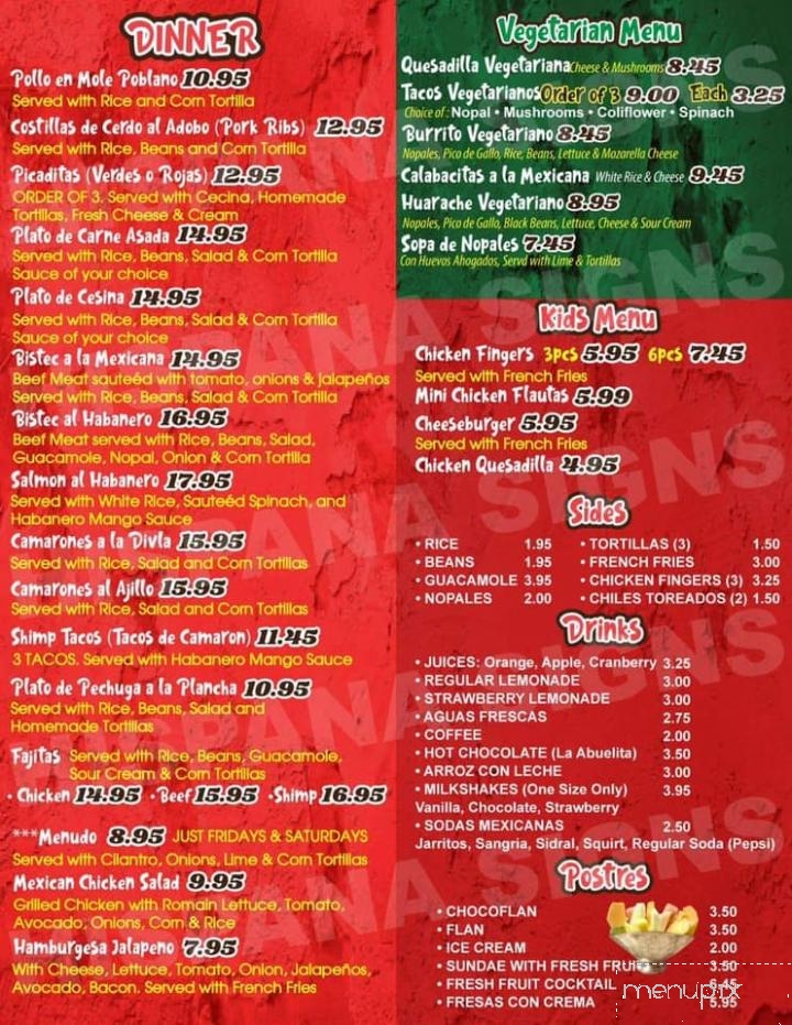 El Habanero Restaurant - Warwick, NY menu_pic