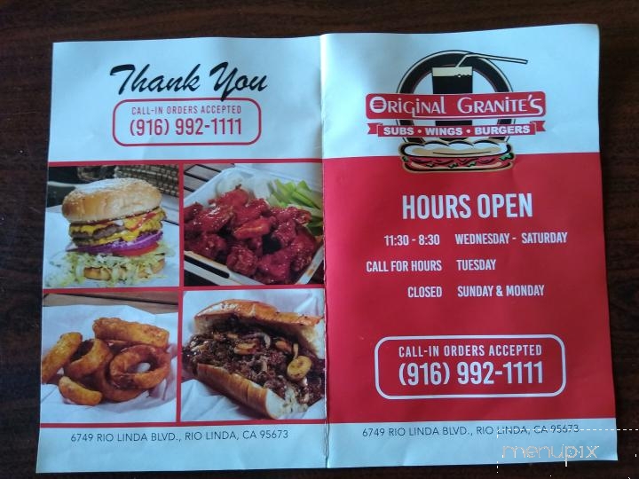 Original Granites - Rio Linda, CA menu_pic
