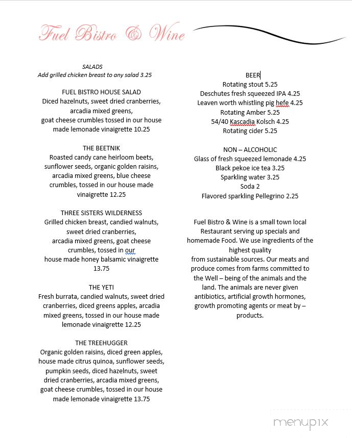 FUEL Bistro and Wine - Ridgefield, WA menu_pic
