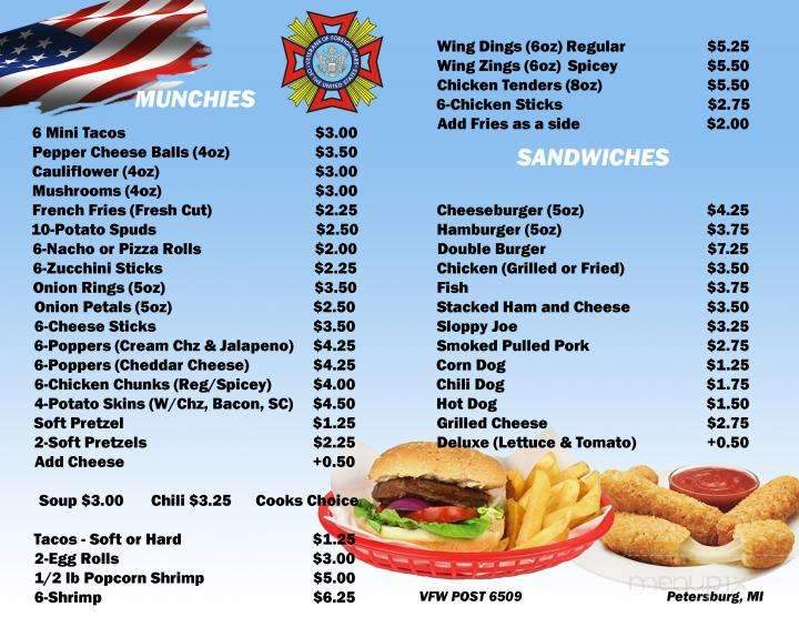 VFW Post 6509 - Petersburg, MI menu_pic
