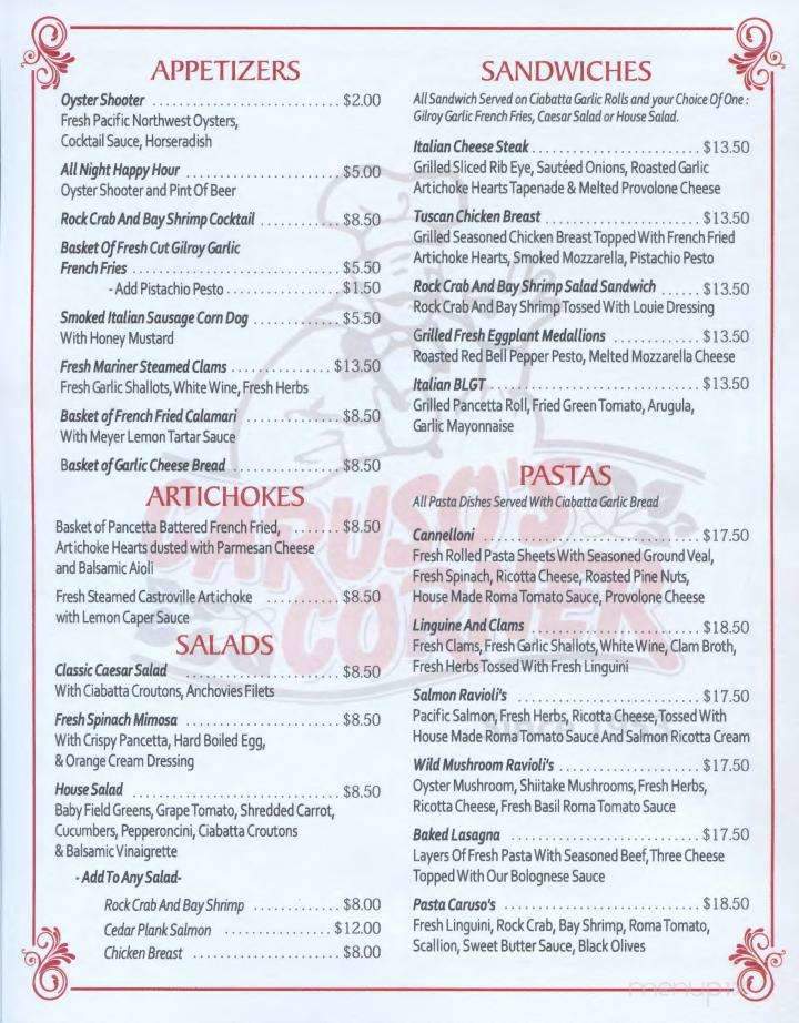 Caruso's Corner Restaurant - Monterey, CA menu_pic