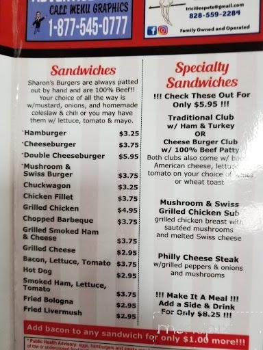 Sharon's Cafe - Marion, NC menu_pic