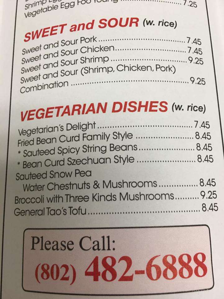 Dragon House Restaurant - Hinesburg, VT menu_pic