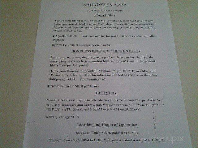 Nardozzi's Pizza - Dunmore, PA menu_pic