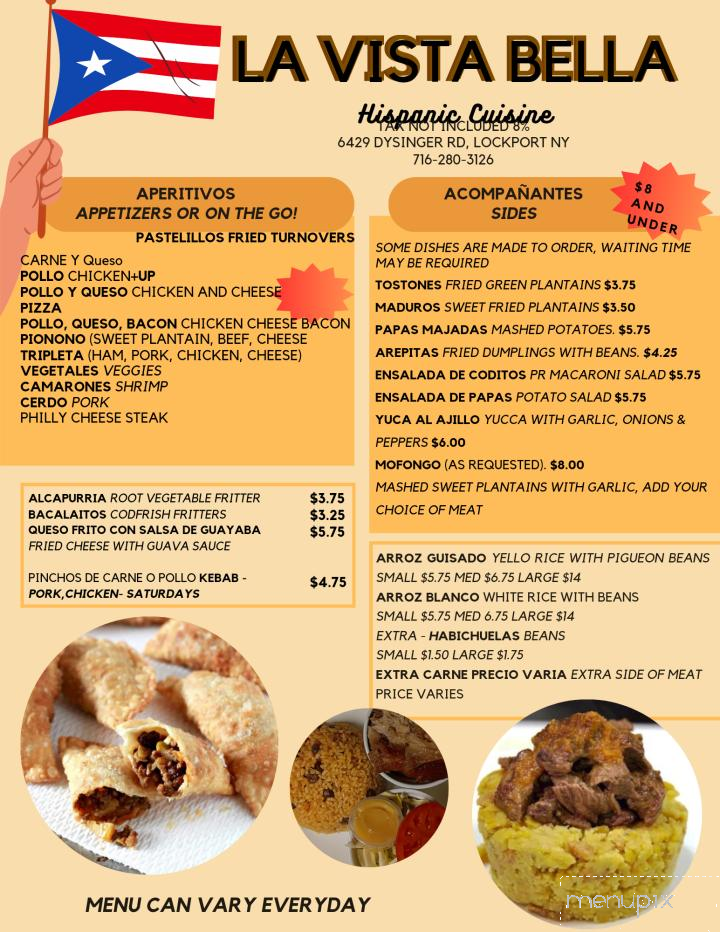 La Vista Bella Hispanic Cuisine - Lockport, NY menu_pic
