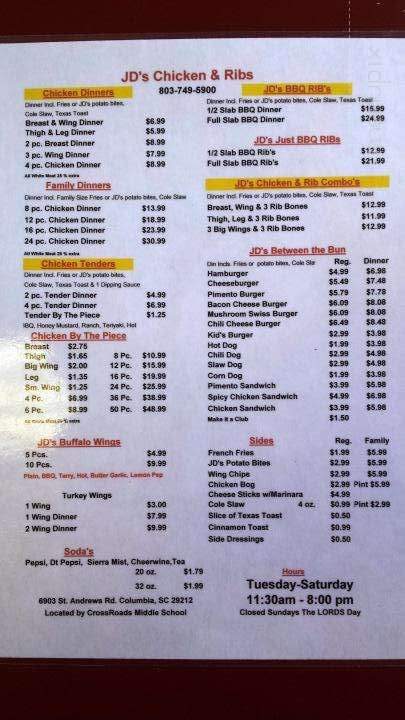 Jd's Chicken & Ribs - Columbia, SC menu_pic