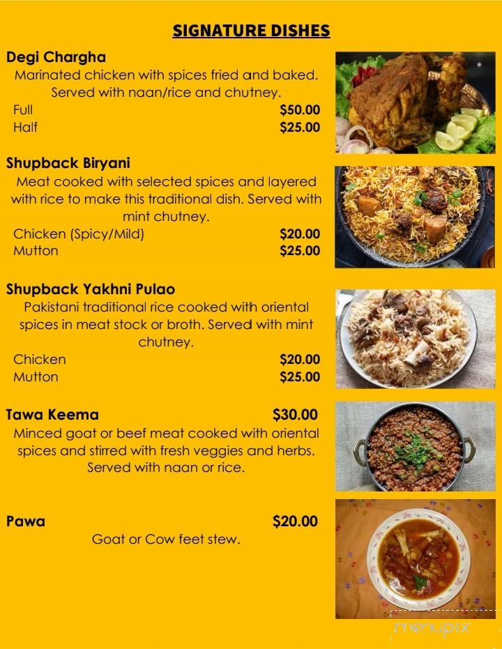 Shupback Pakistani Kitchen - Dover, DE menu_pic