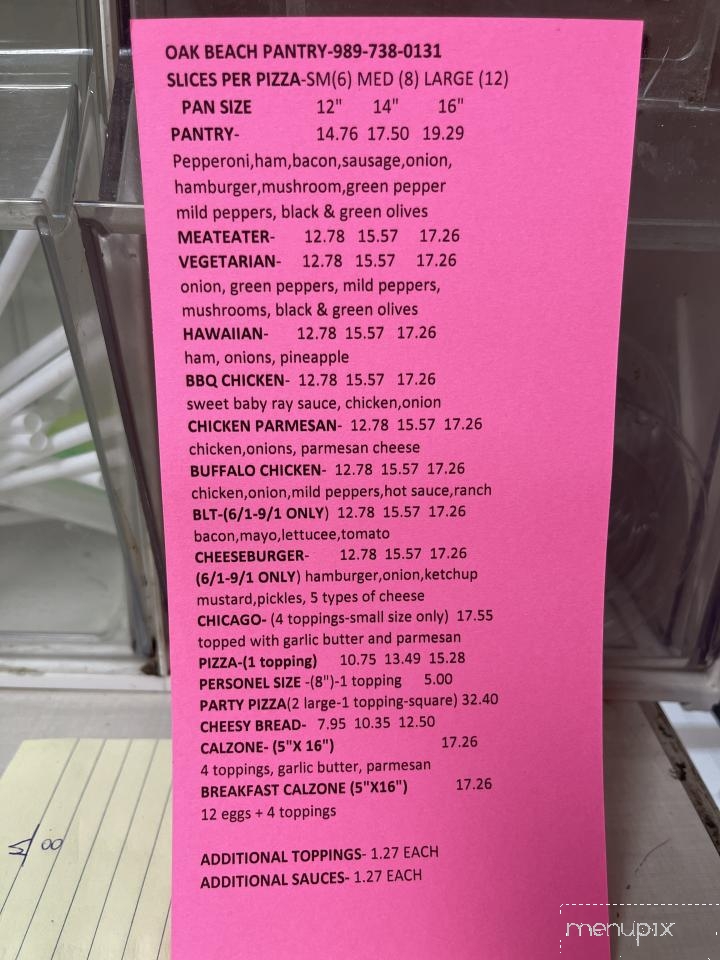 Oak Beach Pantry & Pizza - Port Austin, MI menu_pic