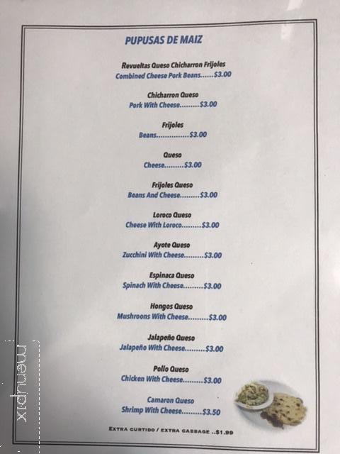 El Salvadoreno Pupuseria - Marina, CA menu_pic