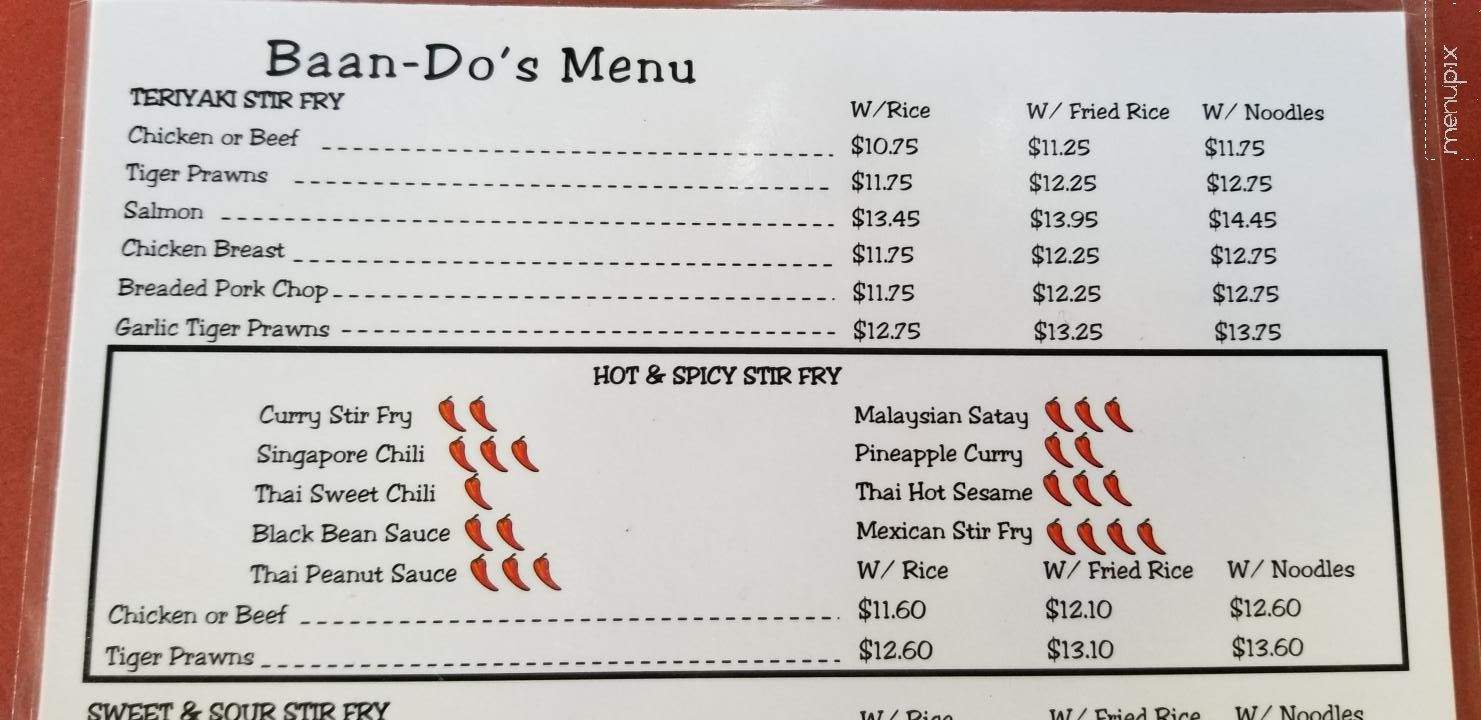 Baan Do's Stir Fry - Duncan, BC menu_pic