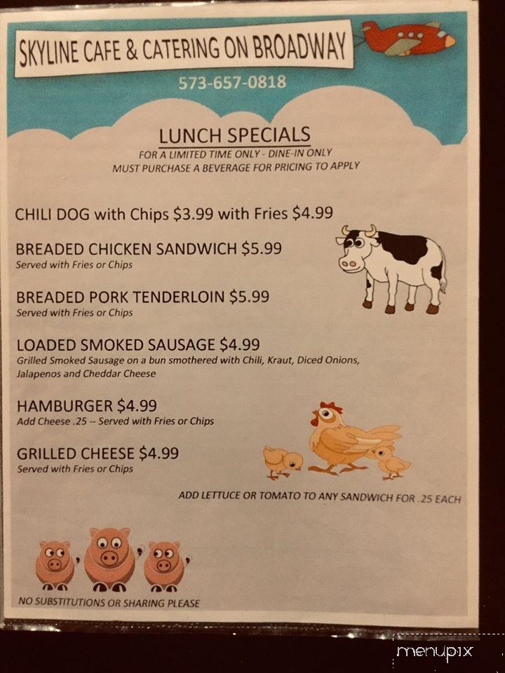Skyline Cafe On Broadway - Ashland, MO menu_pic