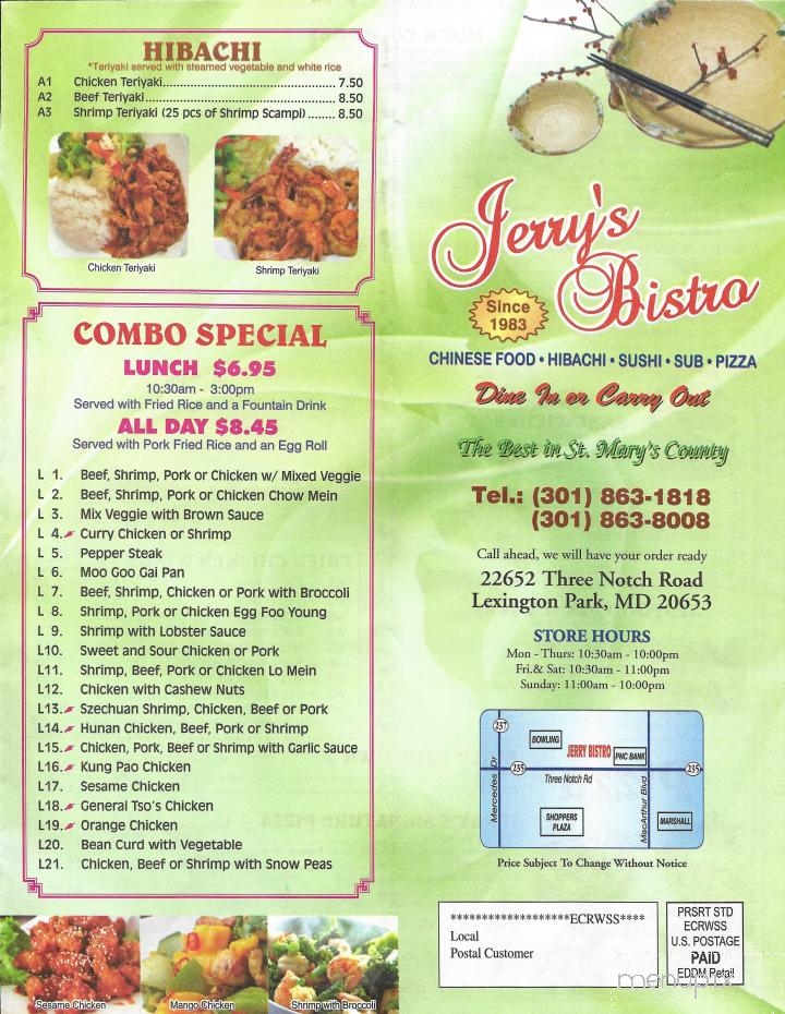 Jerry's Bistro - Lexington Park, MD menu_pic