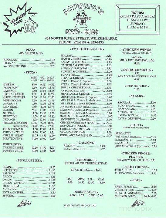 Antonio's Pizza - Wilkes Barre, PA menu_pic