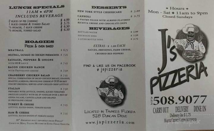 J's Pizzeria - Tavares, FL menu_pic