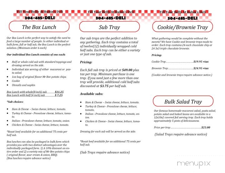 Rubin's Deli - Parkersburg, WV menu_pic