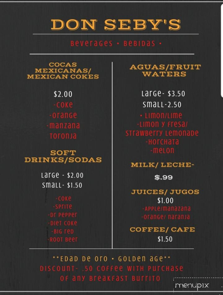 Don Seby's Restaurant - Slaton, TX menu_pic