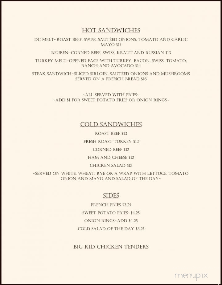 White Sulphur Springs Inn - Liberty, NY menu_pic