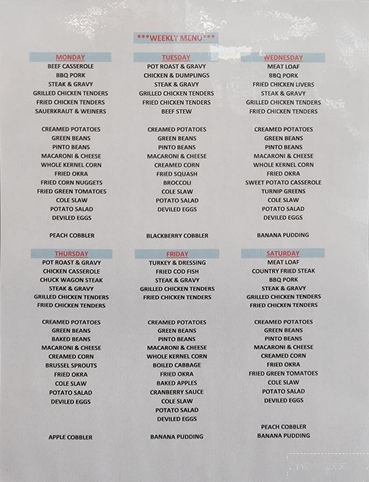 Curt's Restaurant - Dalton, GA menu_pic