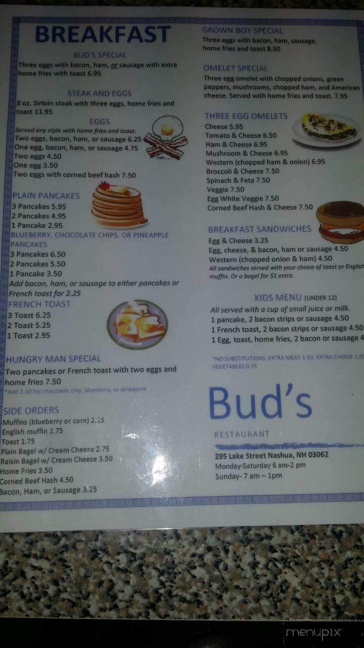 Bud's Restaurant - Nashua, NH menu_pic