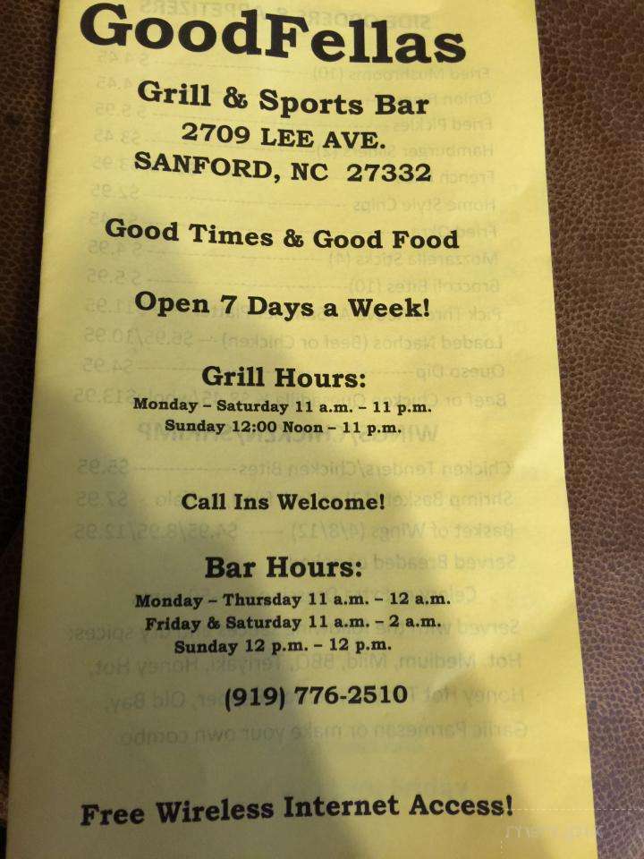 Good Fellas Grill - Sanford, NC menu_pic
