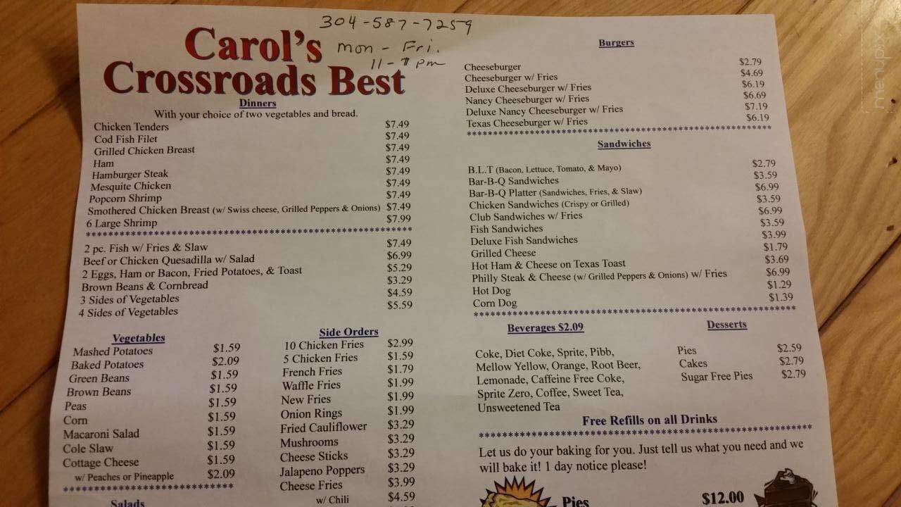 Carol's Crossroads Best Restaurant - Clay, WV