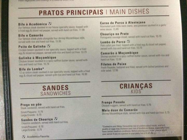 Academica Restaurante - Fall River, MA menu_pic