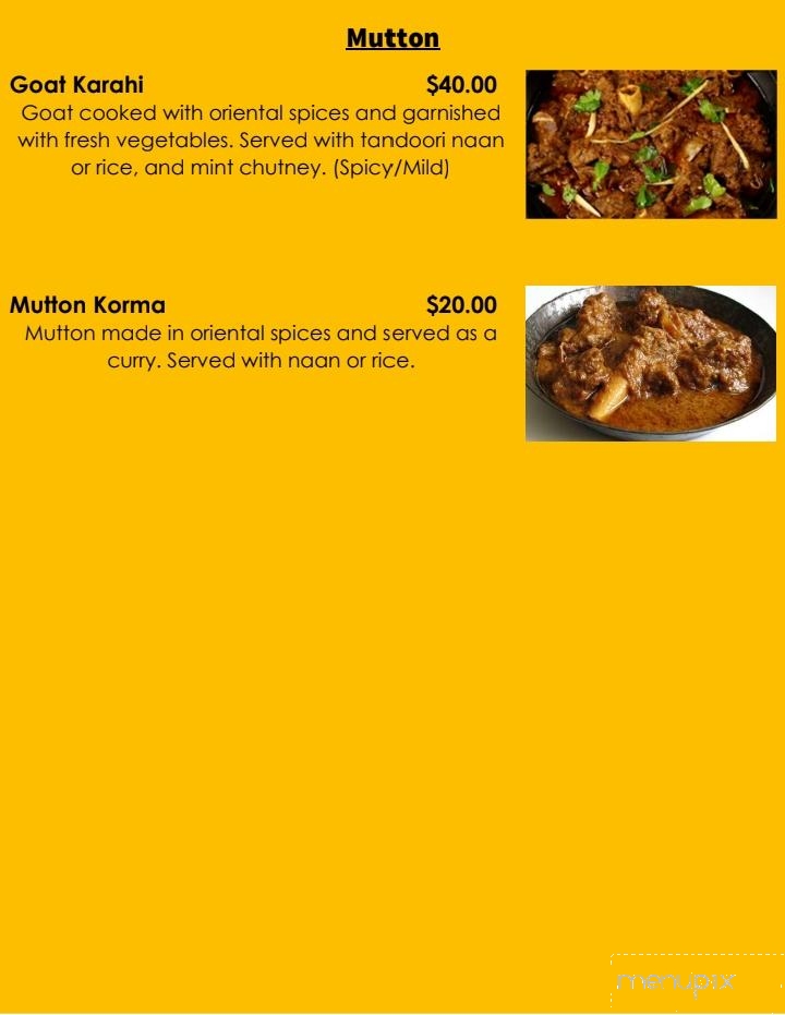 Shupback Pakistani Kitchen - Dover, DE menu_pic