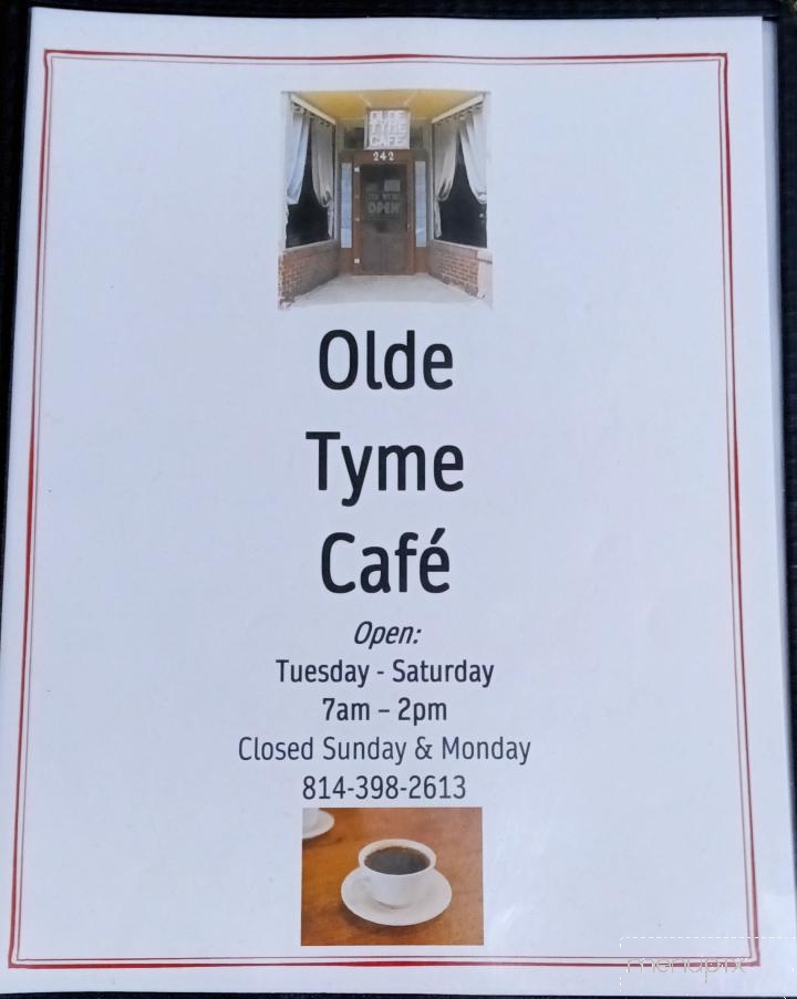 Olde Tyme Cafe - Cambridge Springs, PA menu_pic
