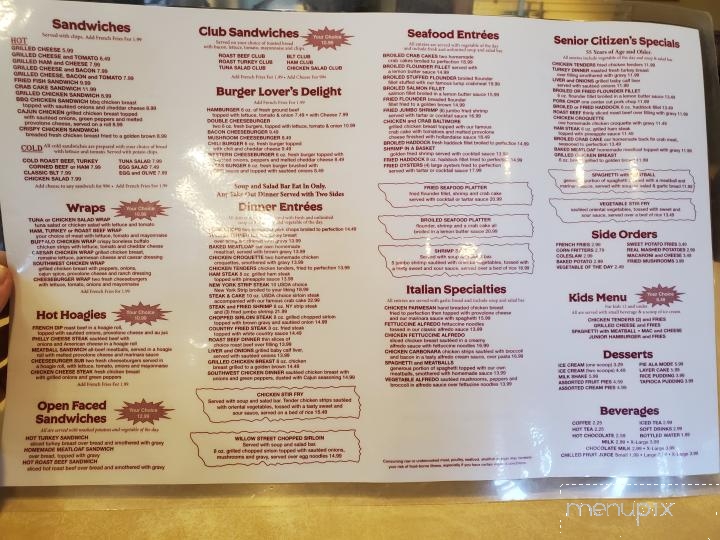 Willow Street Diner - Willow Street, PA menu_pic