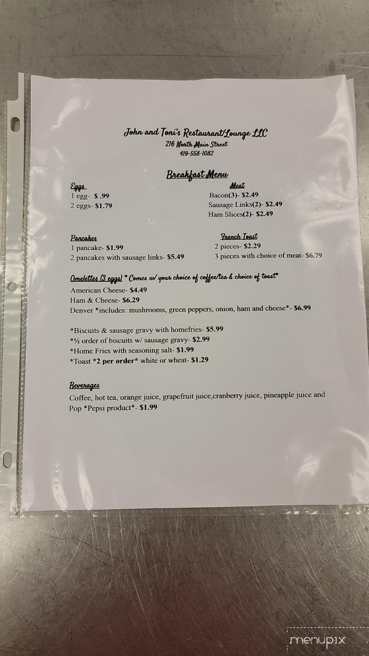 John & Toni's Lounge - Ada, OH menu_pic