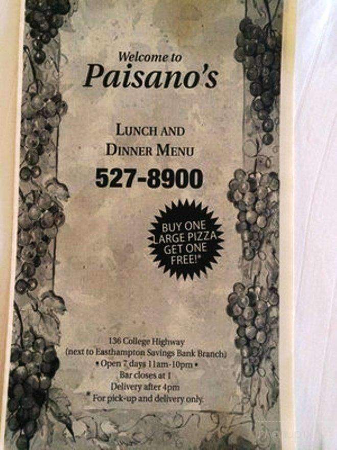 Paisanos Restaurant & Pizzaria - Southampton, MA menu_pic
