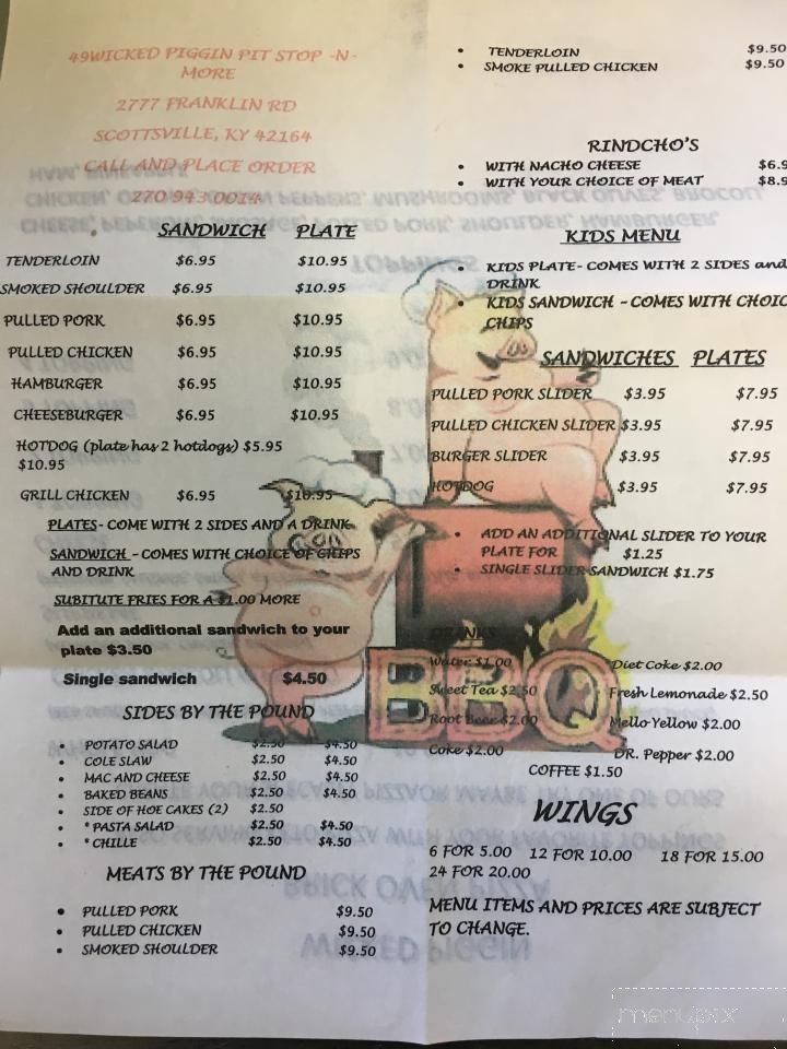 Wicked Piggin Pit Stop-n- More - Scottsville, KY menu_pic