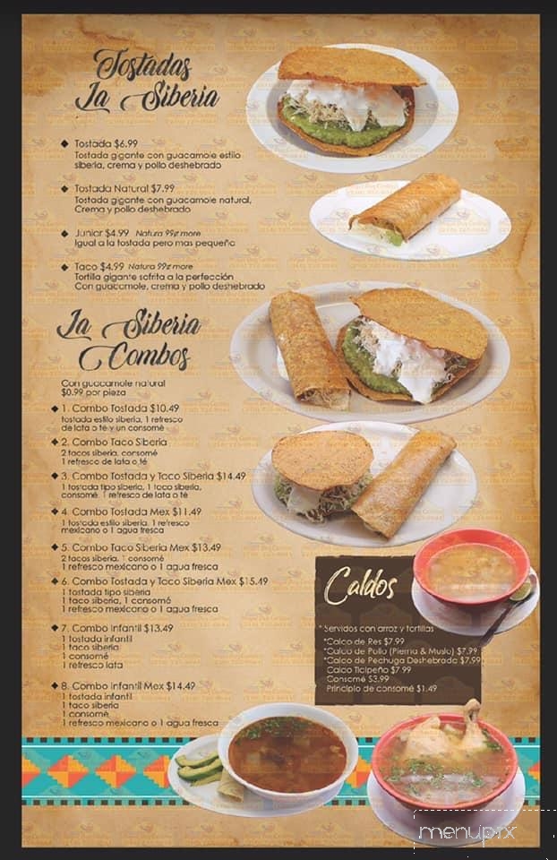La Siberia Mexicana - McAllen, TX menu_pic