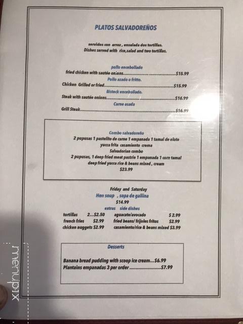 El Salvadoreno Pupuseria - Marina, CA menu_pic