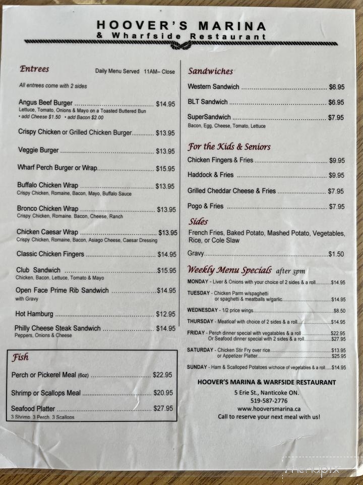 Hoover's Marina - Jarvis, ON menu_pic