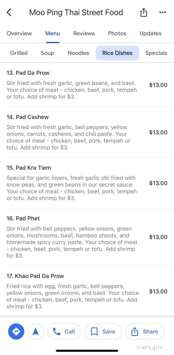 Moo Ping Thai Street Food - Eugene, OR menu_pic
