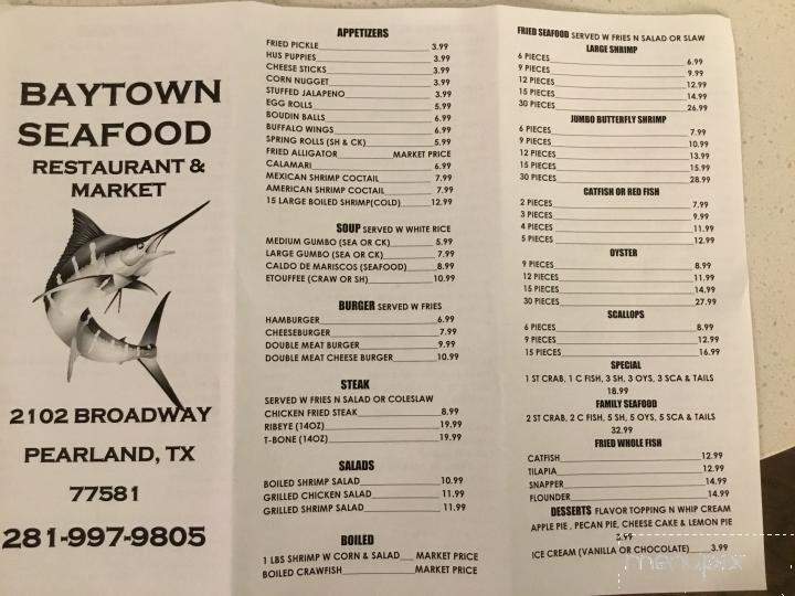 Baytown Seafood Marke-Restaurant - Pearland, TX menu_pic