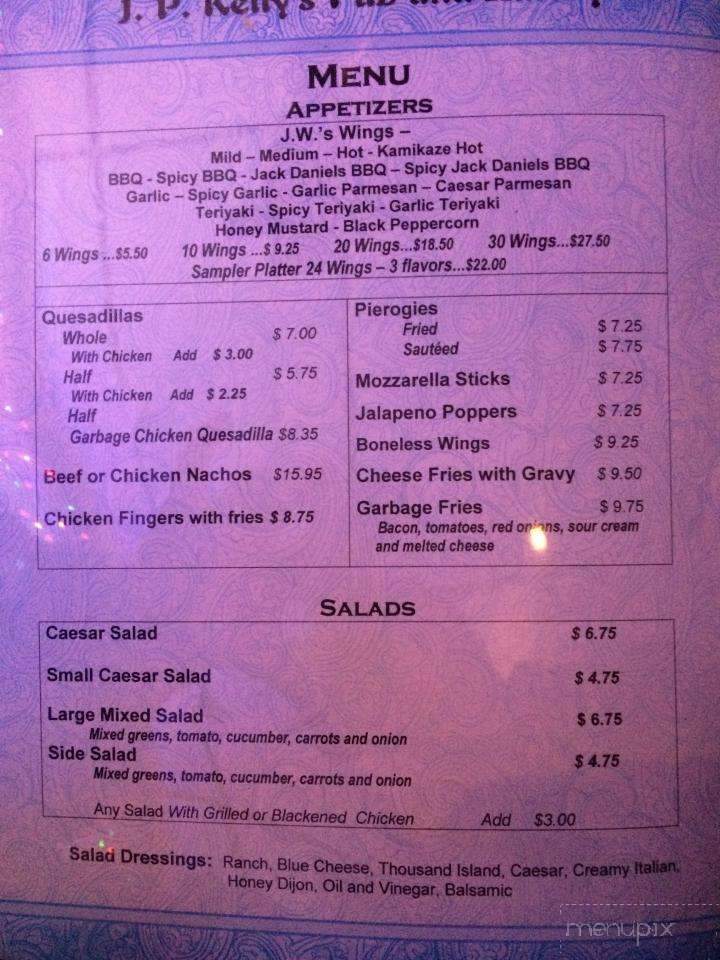 J P Kelly's - Great Meadows, NJ menu_pic