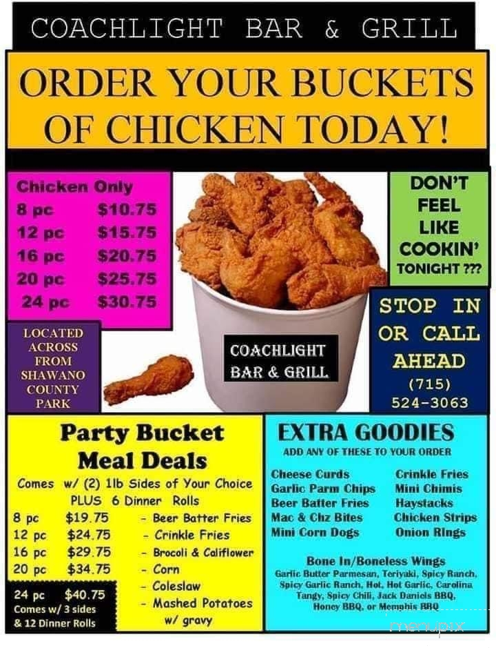 Coachlight Bar & Grill - Shawano, WI menu_pic