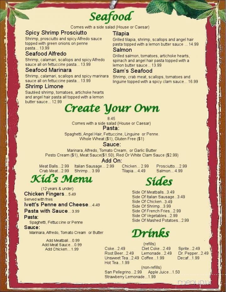 Ivett's Italian Grill - League City, TX menu_pic