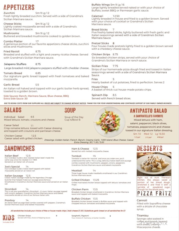 Sanfratellos Pizza - Dyer, IN menu_pic