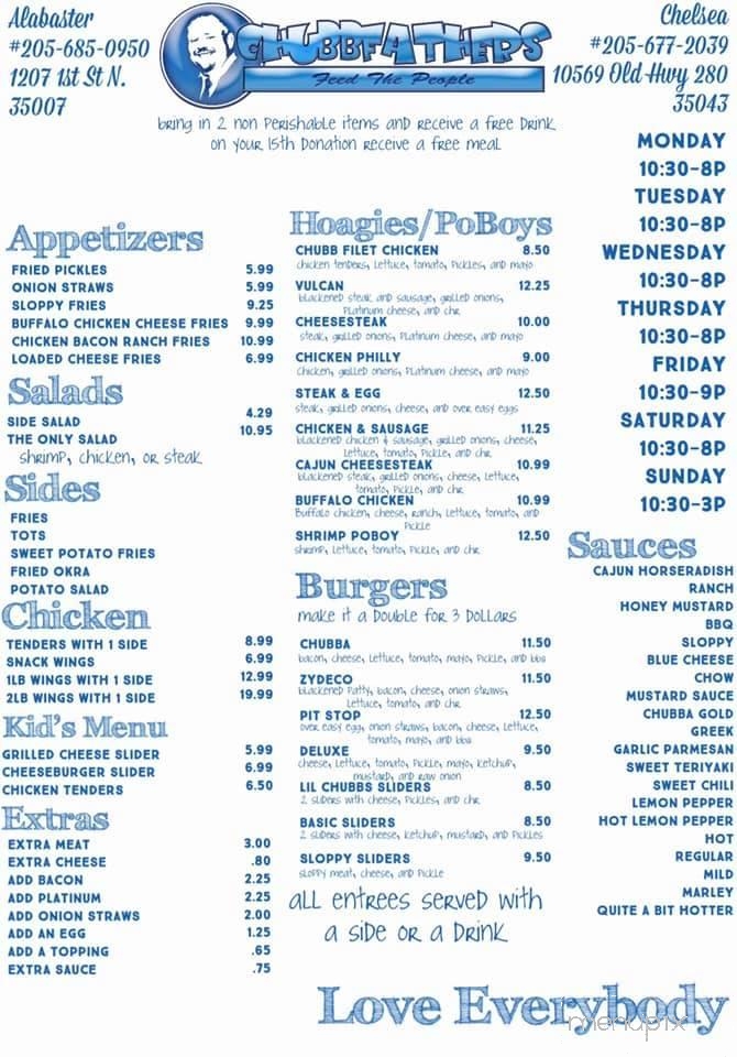 Chubbfathers Chelsea - Chelsea, AL menu_pic