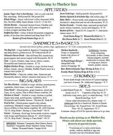 Harbor Inn - Latrobe, PA menu_pic