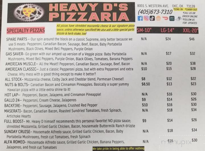 Heavy D's Pizzaria - Oklahoma City, OK menu_pic